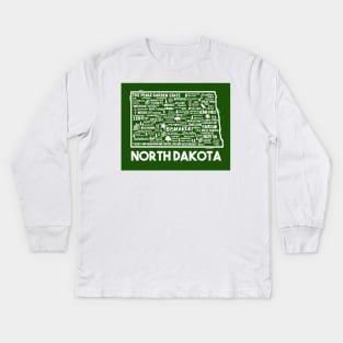 North Dakota Map Kids Long Sleeve T-Shirt